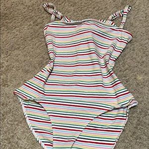 Backless rainbow bodysuit
